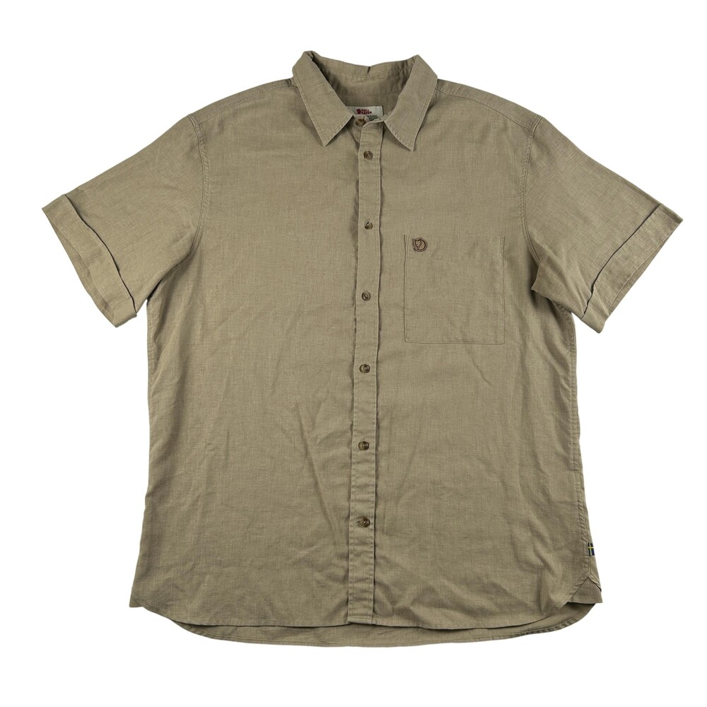 Fjallraven Shirt Mens Large Ovick Travel Short Sleeve Button Up Hemp Comfort Fit
